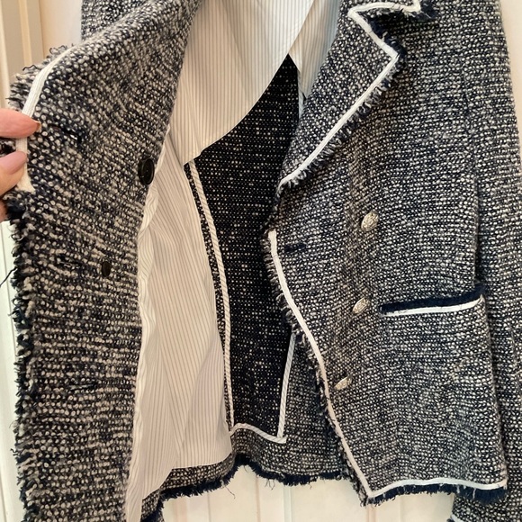 Veronica Beard Tweed Jacket, Black and White, Classic Raw Edges, Sz 2 - Picture 11 of 13